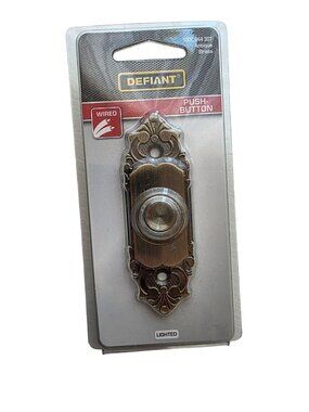 NEW Defiant Wired Lighted Doorbell in Antique Brass